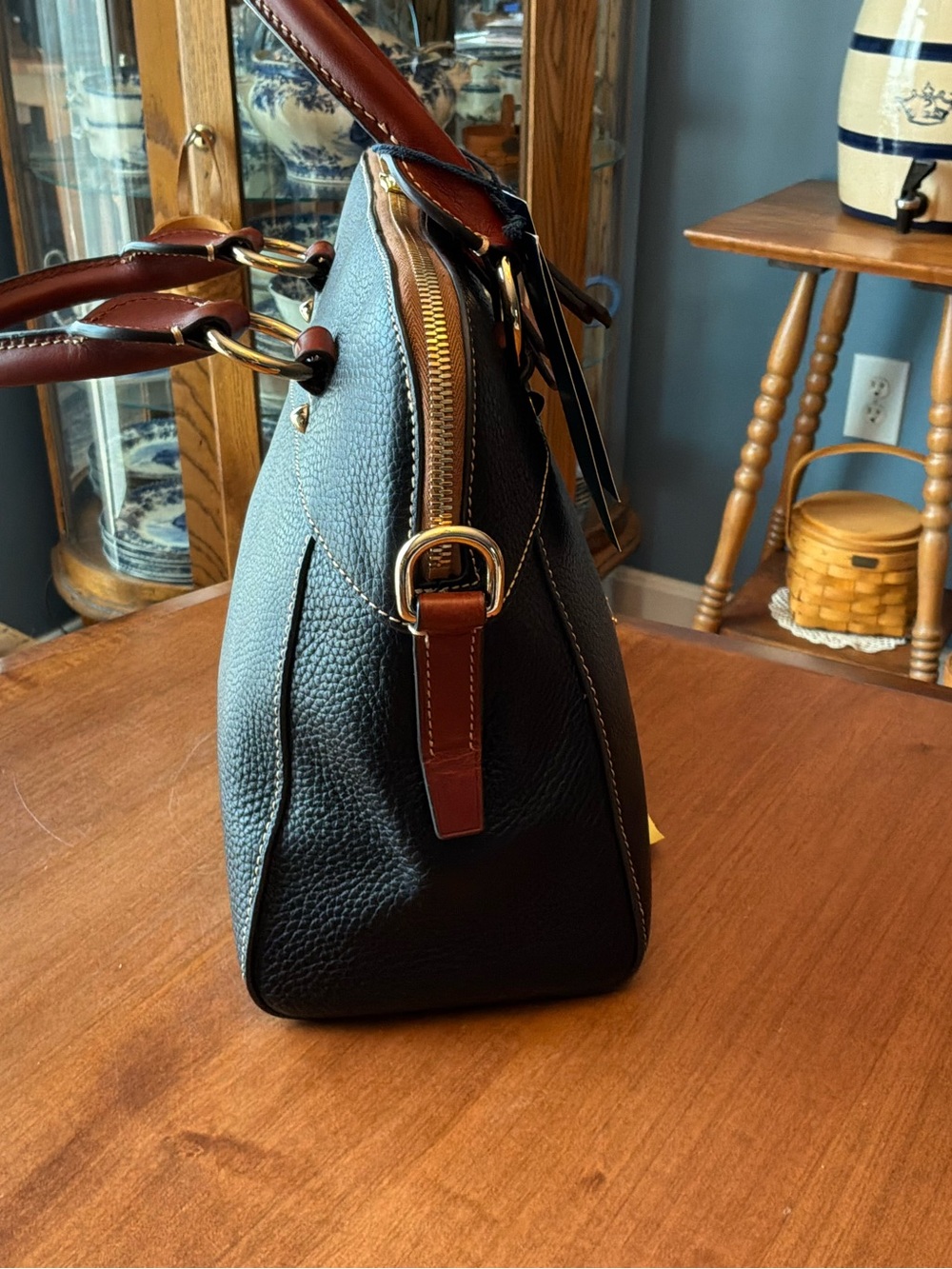 Dooney & Bourke Black and Brown Pebble Cameron Satchel - Picture 4 of 16